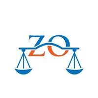 diseño del logotipo de la letra zo del bufete de abogados. signo de abogado de ley vector