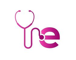 Stethoscope E Letter Health Care Logo Concept vector