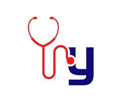 Stethoscope Y Letter Health Care Logo Concept vector