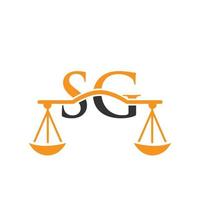 diseño del logotipo de la letra sg del bufete de abogados. signo de abogado de ley vector