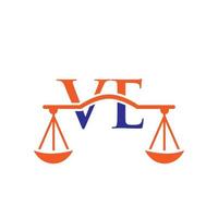 diseño del logotipo de la letra ve del bufete de abogados. signo de abogado de ley vector