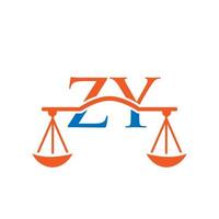diseño del logotipo de la letra zy del bufete de abogados. signo de abogado de ley vector