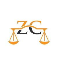 Law Firm Letter ZC Logo Design. Law Attorney Sign vector