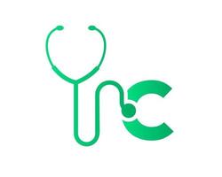 Stethoscope C Letter Health Care Logo Concept vector