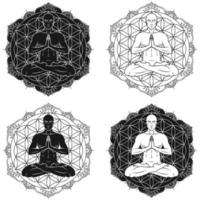 Vector Design Man Meditating with Flower of Life