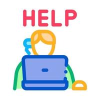 computer help service icon vector outline illustration