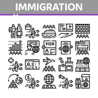 conjunto de iconos de colección de refugiados de inmigración vector