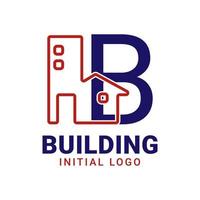diseño inicial del logotipo del vector del edificio de la letra b
