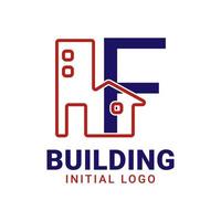 diseño inicial del logotipo del vector del edificio de la letra f