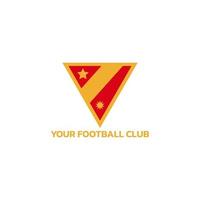 logotipo del emblema del club de fútbol en forma triangular con estrellas y sol. vector