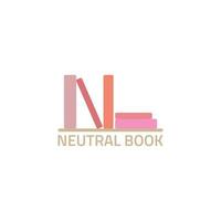 estante y logotipo de libros que se asemeja a la letra n. vector