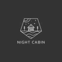 Night cabin logo inside a pentagon. vector