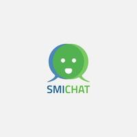 Chatting app logo with legged emoticon shape. vector