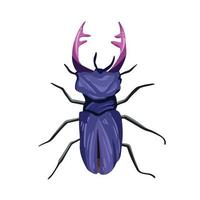 Ilustración de vector de escarabajo ciervo macho insecto gigante aislado sobre fondo blanco. dibujo de insectos de dibujos animados con un estilo de arte plano simple.