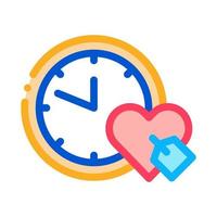 Clock Time Heart Icon Vector Outline Illustration