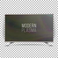 Screen Lcd Plasma Vector. Realistic Flat Smart TV. Curved Television Modern Blank On Checkered Background