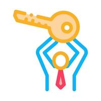 Man Holding Key Icon Vector Outline Illustration