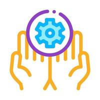 Hands Hold Gear Icon Vector Outline Illustration