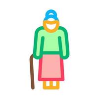 Old Woman Stick Icon Vector Outline Illustration