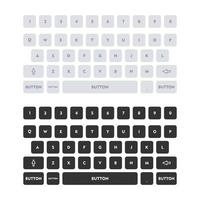 Keyboard template in touchscreen device with numbers and letters. vector