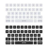 plantilla de teclado en dispositivo de pantalla táctil con números y letras. vector