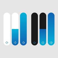 Blue volume indicator in light and dark versions. Created for applications, players and level visualization. vector