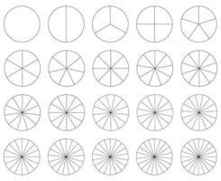 Pie chart template. Segment slice icon. Circle section graph line art. Infographic. Diagram wheel parts. Geometric elements.