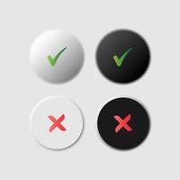 Set of colors options for checkmark buttons in neomorphism style. vector