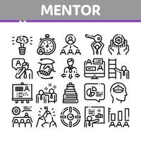 Mentor Relationship Collection Icons Set Vector