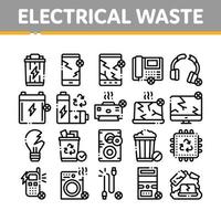 conjunto de iconos de colección de herramientas de residuos eléctricos vector