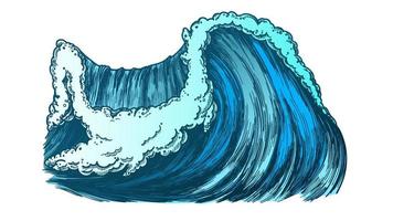 vector de tormenta de onda marina del océano pacífico de ruptura de color