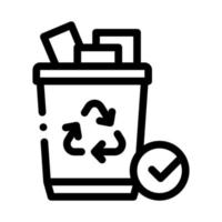 ilustración de contorno de vector de icono de basura de reciclaje