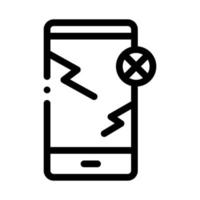 ilustración de contorno de vector de icono de teléfono inteligente roto