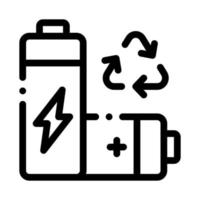 ilustración de contorno de vector de icono de batería de reciclaje