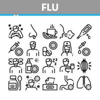 Flu Symptoms Medical Collection Icons Set Vector