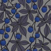 GREY SEAMLESS VECTOR BACKGROUND WITH BLUE BLACKBERRY FRUITS