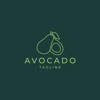 Avocado fruit line art flat logo icon design vector template