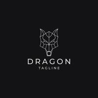 plantilla de diseño de icono de vector de logotipo poligonal geométrico de cabeza de dragón