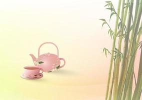 tea drinking advertising illustration pastel vector