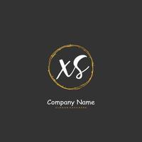 XS Initial handwriting and signature logo design with circle. Beautiful design handwritten logo for fashion, team, wedding, luxury logo. vector