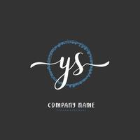 YS Initial handwriting and signature logo design with circle. Beautiful design handwritten logo for fashion, team, wedding, luxury logo. vector