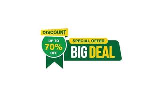 70 Percent BIG DEAL offer, clearance, promotion banner layout with sticker style. vector