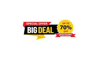 70 Percent BIG DEAL offer, clearance, promotion banner layout with sticker style. vector