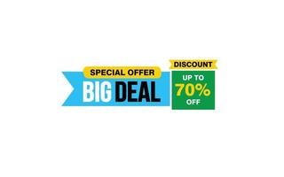 70 Percent BIG DEAL offer, clearance, promotion banner layout with sticker style. vector