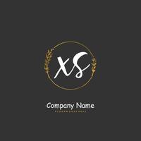 XS Initial handwriting and signature logo design with circle. Beautiful design handwritten logo for fashion, team, wedding, luxury logo. vector