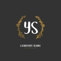 ys escritura a mano inicial y diseño de logotipo de firma con círculo. hermoso diseño de logotipo escrito a mano para moda, equipo, boda, logotipo de lujo. vector