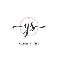 YS Initial handwriting and signature logo design with circle. Beautiful design handwritten logo for fashion, team, wedding, luxury logo. vector