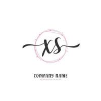 xs escritura a mano inicial y diseño de logotipo de firma con círculo. hermoso diseño de logotipo escrito a mano para moda, equipo, boda, logotipo de lujo. vector