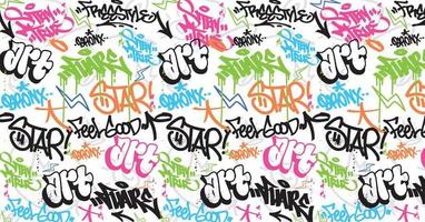 fondo de arte de graffiti con tirada de garabatos y estilo de etiquetado dibujado a mano. tema urbano de graffiti de arte callejero para impresiones, patrones, pancartas y textiles en formato vectorial vector