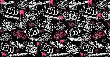 Graffiti art background with scribble throw-up and tagging hand-drawn style. Street art graffiti urban theme for prints, patterns, banners, and textiles in vector format